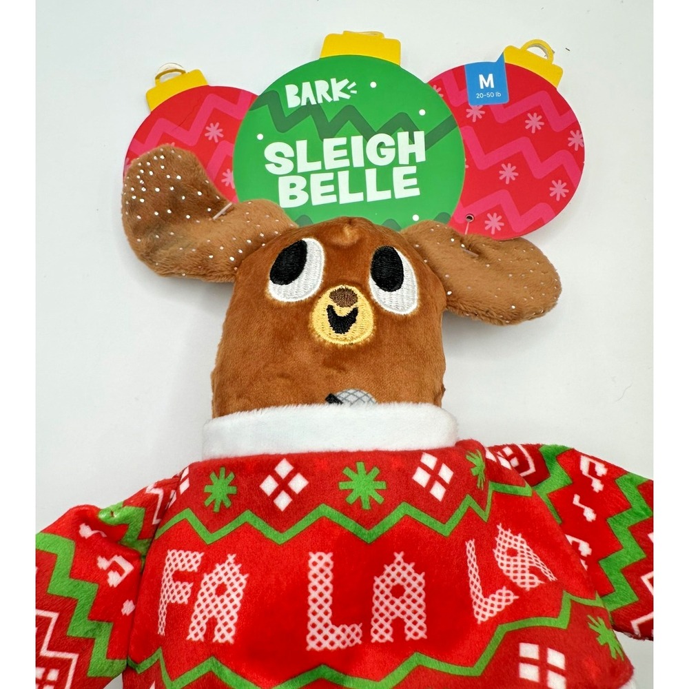 Bark Sleigh Belle Medium Plush Dog Toy Squeaky Crinkle Multi-Part Treat Trap - Picture 3 of 5